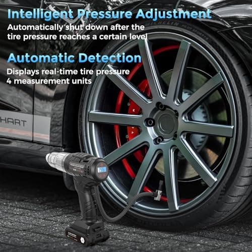 Car Vacuum Portable CordlessTire Inflator for Car 2in1, 40000Pa High Power Dust Buster, Rechargeable 2 Batteries Powered Vacuum Cleaner for Office Home Pet Hair Gifts for Husband Men Black - Thumbnail 2