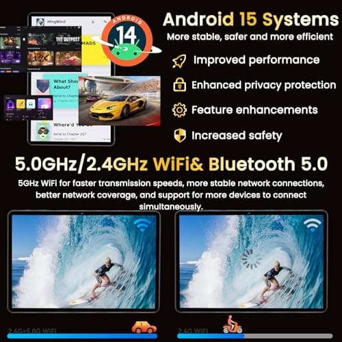 Android 15 Tablet,10 inch Tablets, Octa Core CPU, 12GB+64GB+512GB Expansion, 1280x800 Display Screen, Wi-Fi6, Dual Camera, 6000mAh Battery Tablet PC,Widevine L1 Google Kids Space - Thumbnail 2