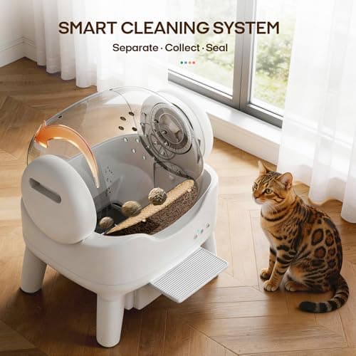 RPZ Automatic Self-Cleaning Cat Litter Box for Large Cats & Multi-Cat Homes, Smart Electric Auto Cleaning Litter Box with Litter Mat & 2 Cleaning Solutions, Ideal for Busy Homes & Apartments - Thumbnail 4