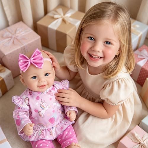 Milidool Reborn Baby Dolls - 17Inch Cute Realistic Baby Doll Poseable Smiling Real Life Baby Dolls with Complete Accessories for 3+ Years Old Gifts - Thumbnail 4