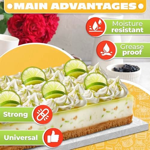 1/4 Sheet Cake Board Rectangle Cake Drum - 9.9x13.8 Rectangle Cake Board for Pastries, Grease & Moisture Resistant Thick Sturdy Cardboard with Fancy Pattern for Easter Baking Presentation - Thumbnail 4