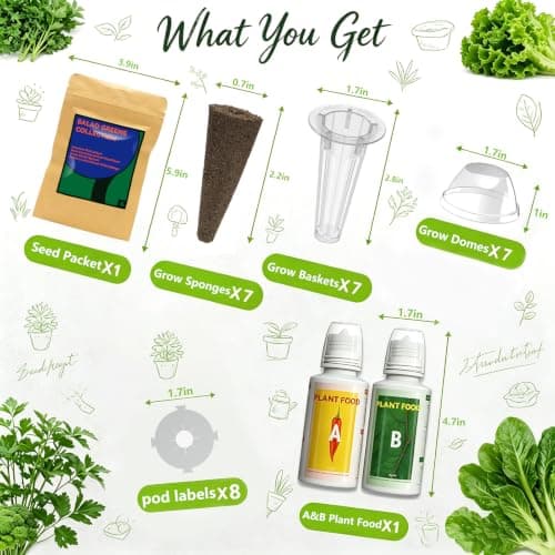Salad Seeds for AeroGarden, iDOO, Ahopegarden Hydroponics Growing System, 7-pods, 350+ Seeds (Include Spinach, Swiss Chard, American Fast Lettuce, Cabbage, Cauliflower) - Thumbnail 2
