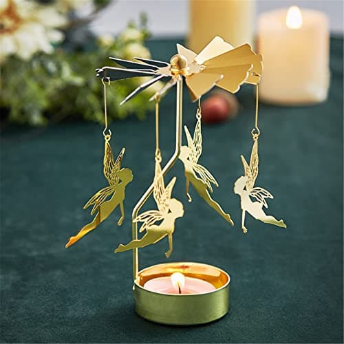 Spinning Candle Holder, Rotating Carousel Tealight Candle Holder, Unique Birthday Gift for Women, Mom, Sister, Friends, Christmas, Valentine's Day (Fairy) - Thumbnail 3