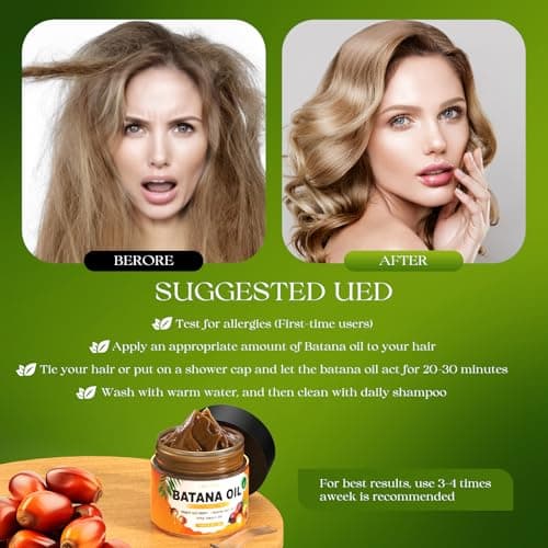 GREEONIL Batana Oil for Hair Growth, 100% Unrefined, Organic and Natural Dr Sebi Raw Batana Oil for Men Women, Prevents Hair Loss, Eliminate Frizzy, Damaged and Split Ends, 5.3 Oz - Thumbnail 6