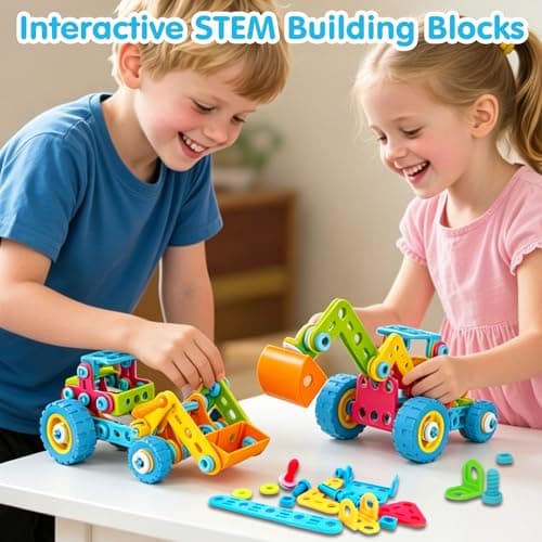 keefun STEM Toys for 4 5 6 7 8+ Year Old Boy Girl Birthday Gift, Building Toys for Kids Ages 4-8 6-8 4-6 Blocks Sets Stem Kits 5-7 4-7 3-5 Educational Learning Construction Engineering Car Truck Games - Thumbnail 2
