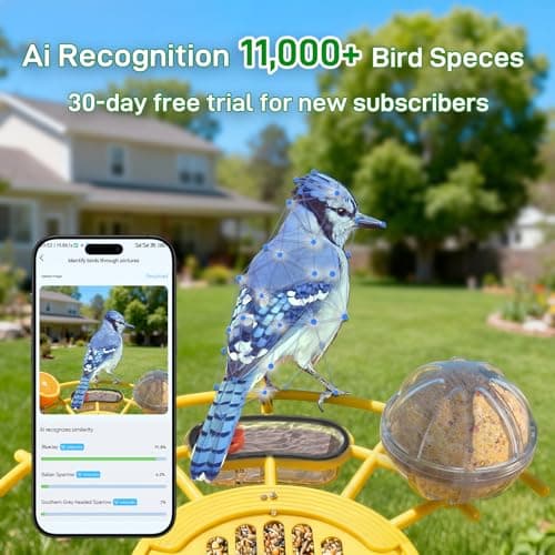Centvicam Smart Bird Feeder with 2K Camera: Wireless Wild Bird Feeder for Outside with AI Identify Birds Species Solar Powered,HD Video Live Stream, Instant Arrival Alerts - Yellow - Thumbnail 3