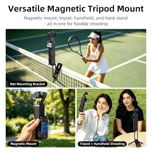 BRDRC Pocket 3 4 Magnetic Tripod Mount for Xtra Muse, Foldable Selfie Stick with Mantis Hook Stand 1/4 Mount for Arca-Swiss Quick-Release for DJI OSMO Pocket 3 4 Creator Combo/Xtra Muse Accessories - Thumbnail 2