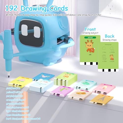 Art Enlightenment Drawing Robot: Educational Interactive Learning Toy for Kids - Auto Painting Machine with 192 Cards & Pens - Montessori Gifts for 3-8 Year Old - Thumbnail 4