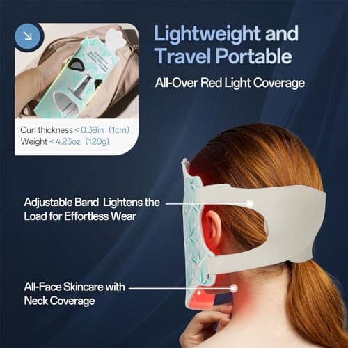 SUERBEATY Red Light Mask for Face, 7 Colors Red Light Mask, Cordless, Soft Flexible, Portable & Lightweight for Home & Travel, Rechargeable Facial Masks for Mom Sister Girlfriend Wife (Green) - Thumbnail 5