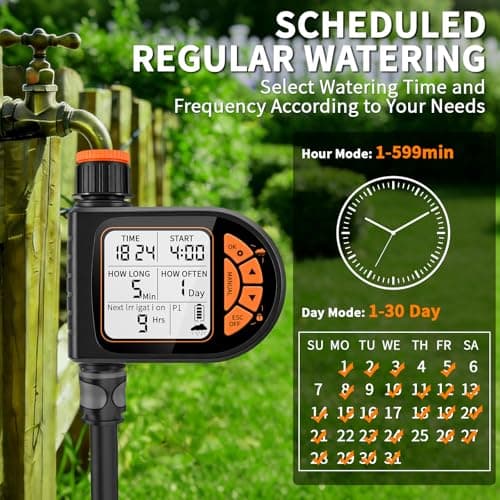 Sprinkler Timer for Garden Hose - Programmable Irrigation Timer with Rain Delay, Manual Watering, Child Lock, Outdoor Garden Automatic Irrigation Drip Watering System for Yard Lawn Pool Garden - Thumbnail 2