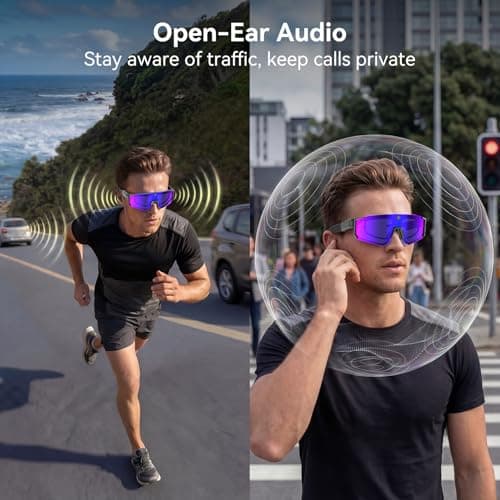 Vistefly AI Smart Glasses with Camera, 4K Hands-Free Recording, 6-Axis EIS Stabilization, Open-Ear Audio, AI Voice Assistant & Object Recognition, IP66, for Sports Cycling Running Hiking, Matte Black - Thumbnail 4