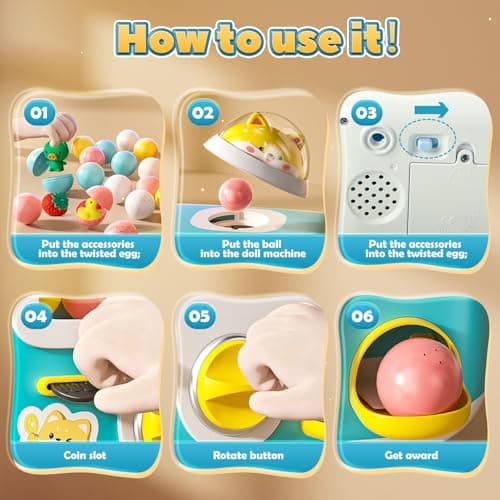 Skirfy Gumball Machine for Kids with 10 Empty Eggs Capsule Vending Machine Erasers Operated Gumball Prize Machine Maker Game Claws Machine Game Sensory Toys Dolls Gifts（Blue） - Thumbnail 4