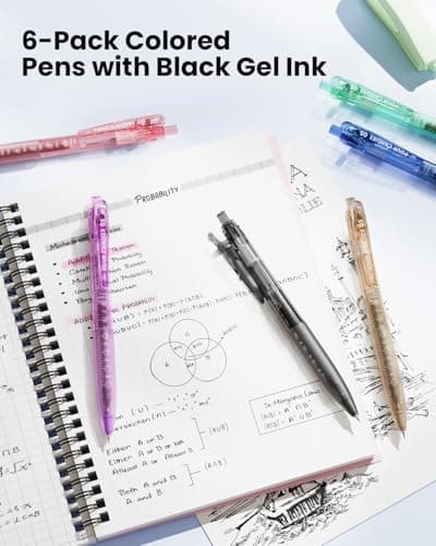 Four Candies 6Pack 0.5mm Black Ink Quick Dry Retractable Gel Pen Set, Cute Transparent Pastel Fine Point Note Taking Aesthetic lnk Pens, Comfort Grip Drawing Writing School Office Home - Thumbnail 3