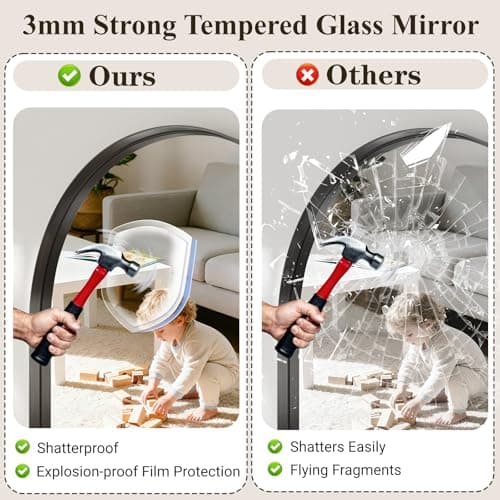 MYSUNORIA Arch Mirror for Bathroom Sink, 24"x36" Black Frame Mirror for Wall Mounted, Bathroom Vanity Mirror with HD Tempered Glass, Bedroom, Farmhouse, Living Room, Entry Way, Vanity, Restroom - Thumbnail 5