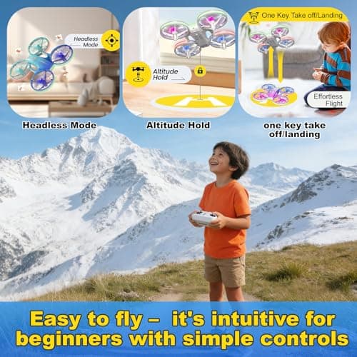 Drone for Kids and Beginners, Quadcopter Indoor Small with 2 Modular Batteries, 360° Flips, 3 Speeds, Auto Hover, LED Lights, Great Valentine‘s Day, Birthday Gift Toy for Boys and Girls - Thumbnail 2