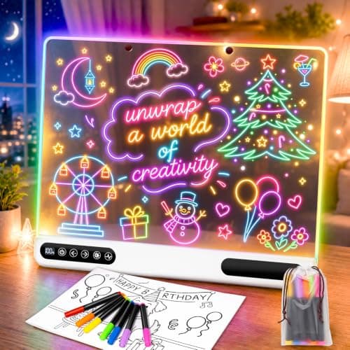 Led Drawing Board for Kids Rechargeable, 10 Color Modes, Gift Idea, White
