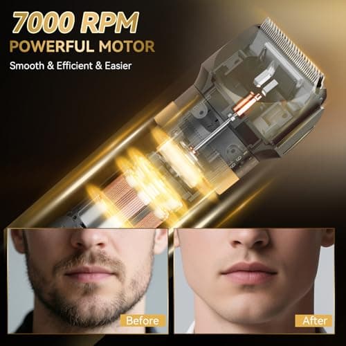 Beard Trimmer for Men - 42 Adjustable Length Settings Hair Clippers, Professional Body Hair Trimmer for Men Precision Facial Hair Trimming IPX6 Waterproof Nose Trimmers LED Display Mustache Trimmers - Thumbnail 3