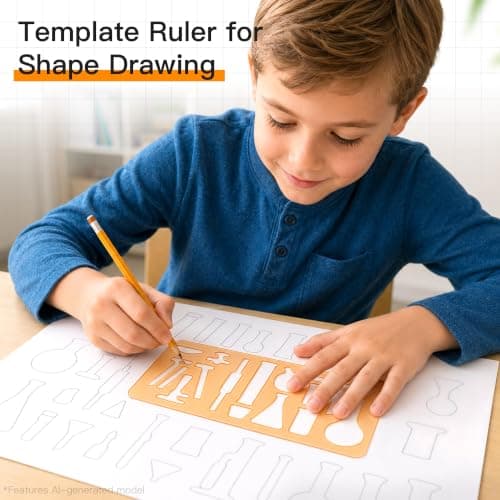 YPLUS Geometry Set for Students, Math Protractor Compass, Box of Protactors Kit for Class Supplies and School Kids Toddler - 11 Pcs - Thumbnail 6
