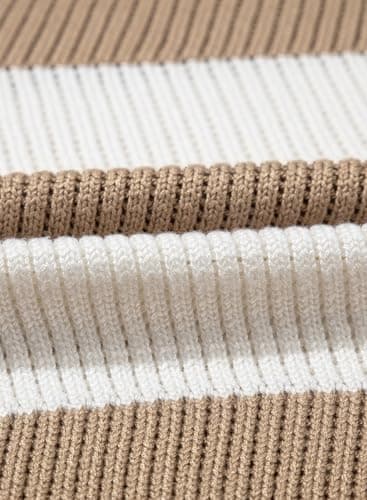 Dokotoo Womens Summer Tops Casual Short Sleeve Crewneck Shirts for Women 2026 Fashion Trendy Striped Colorblock Blouses T-Shirt Cute Round Neck Top Khaki Small - Thumbnail 6