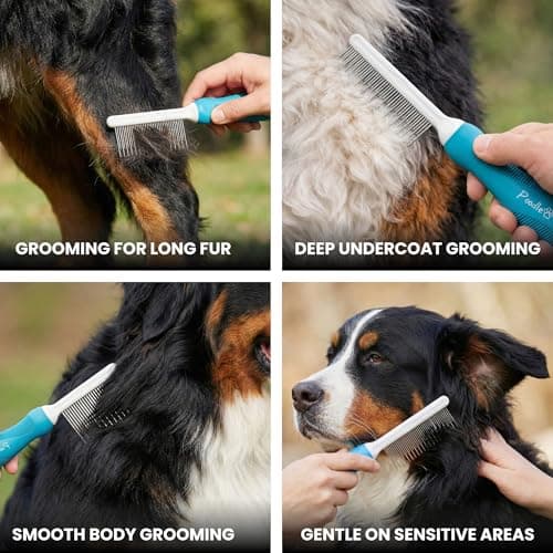 Poodle Grooming Comb - Metal Dematting Comb with Long & Short Stainless Steel Teeth for Removing Matted Hair & Knots, Safe and Gentle for Dogs & Cats - Thumbnail 4