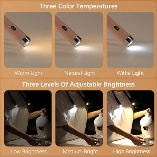 LED Neck Reading Light, 3-Color & 3-Brightness Adjustable Bendable Neck Light, USB Rechargeable Book Light for Reading in Bed, Knitting, Crochet, Camping, Working, Book Lovers Gifts (Black) - Thumbnail 2