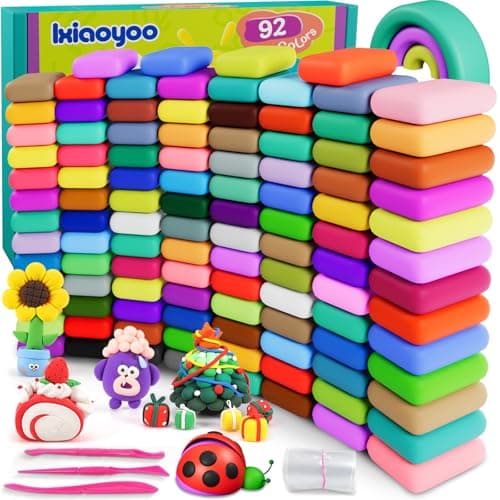 Ixiaoyoo Air Dry Clay for Kids, 92 Colors Magic Modeling Clay, Children's DIY Model Arts & Crafts Kit, Soft & Non-Sticky, Birthday & Christmas Toy Gift for 3-12 Years Old Girls & Boys Kids - Image 1