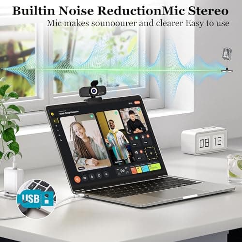 SZGIARUY 1080P Full HD Webcam with Built-in Microphone and Rotatable Tripod, Privacy Cover, for Desktop PC or Laptop Computer-Style1 - Thumbnail 5