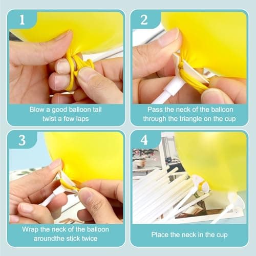 KAIQIZON Balloon Sticks - 100Pcs Balloon Stick and Cup for Decorations Birthday flower bouquet Party Wedding - Thumbnail 3