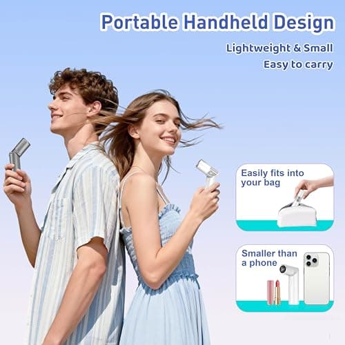 Portable Handheld Fan - Rotatable Mini Fan, High Speed Wind Cooling, 199 Speeds Stepless Control, Digital Display, 3-in-1 Rechargeable Personal Fan for Travel, Outdoor, Easter Gifts for Women Men - Thumbnail 6