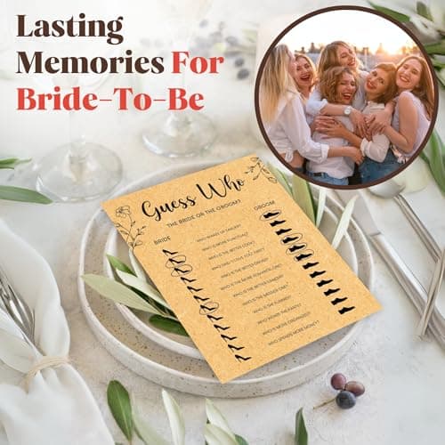 STOFINITY Guess Who Bride Or Groom Bridal Shower Game - 50 Pcs What Did The Groom Say Game, Bridal Party Games Ideas, Wedding Games for Guests Bride Shower Decorations - Thumbnail 6