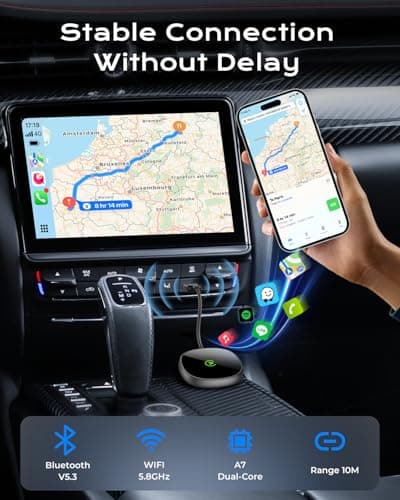 Wireless Carplay Adapter for iPhone & Android Auto 2-in-1, Stable, Plug & Play Low Delay Carplay Wireless Adapter Convert Wired to Wireless Apple Car Play Dongle for iOS 10+/Android 11+ (Grey) - Thumbnail 4