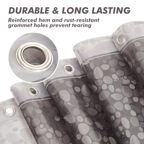 Waterproof Shower Curtain Liner EVA 8G - Rust-Proof Hooks, Heavy-Duty Magnets - Enhance Your Bathroom with Durability and Elegance - Thumbnail 3