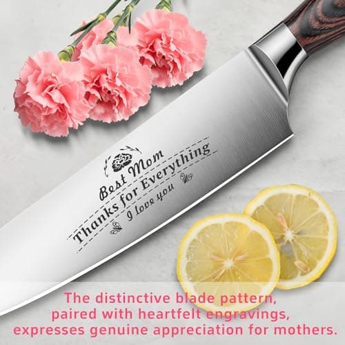 Plys Chef Knife for Kitchen 8 Inches: High Carbon Stainless Steel Meat Cutting Chefs Knives with Wood Handle - Thumbnail 3