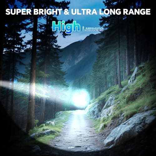 3Pack Rechargeable Flashlights 10000 High Lumens, Super Bright Flashlight with LCD Digital Display, 5Modes Adjustable LED Flashlight Tactical Flashlights High Powered, Flash Lights for Emergency - Thumbnail 2