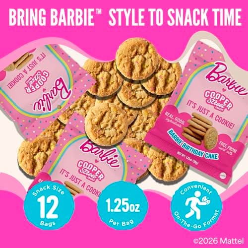 Cooper Street Snacks It's Just a Cookie - Thin & Crispy Butter Cookies, Nut, Soy & Seed Oil Free, School Safe For Kids Or Lunchbox For Adults - Barbie Birthday Cake - 12 Pack (1.25oz) - Thumbnail 2