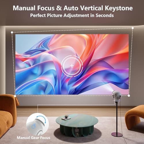 Smart Mini Projector with Android 14 OS, 1080P/4K/8K Video Decoding, WiFi 6 & Bluetooth 5.4, 270° Rotatable Stand, Auto Vertical Keystone, Portable Proyector for Bedroom & Home Entertainment(White) - Thumbnail 3
