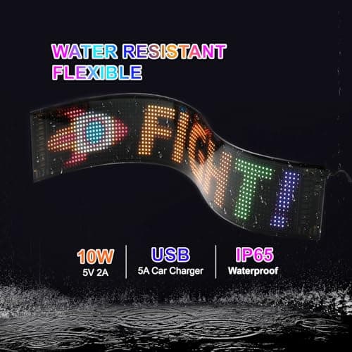 wooaismart Programmable LED Scrolling Sign - Full Color Display Board with Bluetooth APP Control - Custom Text & GIF Patterns - Perfect for Business Advertising & Car Displays (Full Color, 7" x 3") - Thumbnail 4