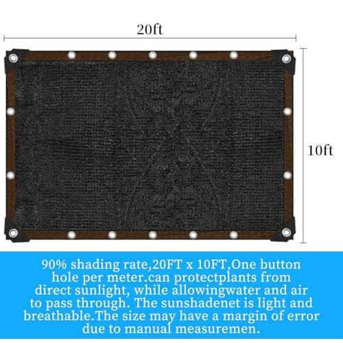 90% Shade Cloth for Garden 10x20FT Shade Cloth with Grommets,Shade Tarp for Plants,Shade Tarps for Outdoors,Patio Covers for Shade and Rain,Suitable for Shading Plants,Garage,Summer Garden Shade Net - Thumbnail 2