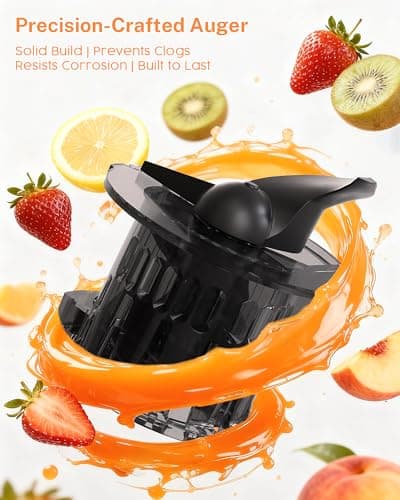 Kndko Cold Press Juicer with 4.35" Wide Feed Chute, Slow Masticating Machine Fit Whole Fruits & Vegetables, High Juice Yield, Stainless Steel Juicer Machine with Large Auger, Easy to Clean - Thumbnail 6