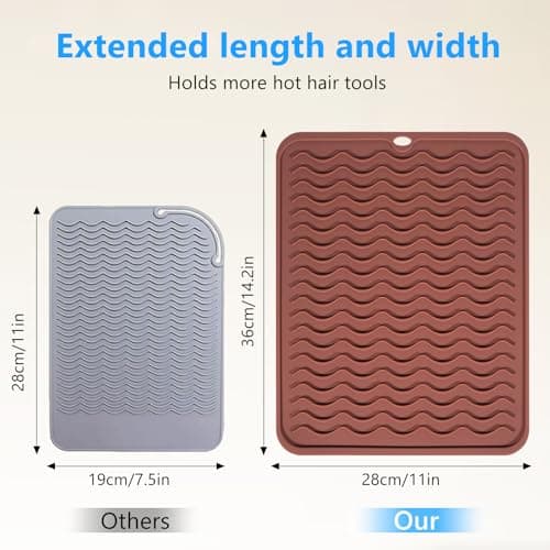 Quccefods Heat Resistant Mat Oversize Curling Iron Mat Silicone Hot Hair Tools Mat for Hair Straightener,Flat Irons,Hair Styling Tools Countertop protection Portable Travel Mat 14.2" x 11" - Thumbnail 3