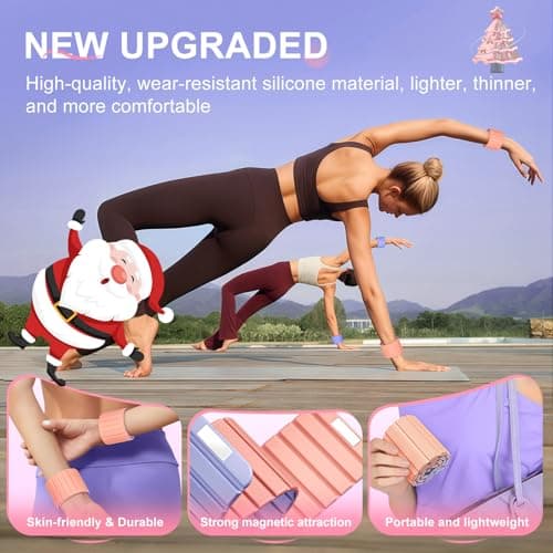 Lxlivn 2025 Upgraded Magnetic Ankle Weights for Women, Wrist Weights,Silicone (Waterproof), Non-Slip, Easy Wear, Adjustable (Men & Women), Ideal for Jogging/Yoga/Pilates & More, Great Gift.（2 Pack） - Thumbnail 6