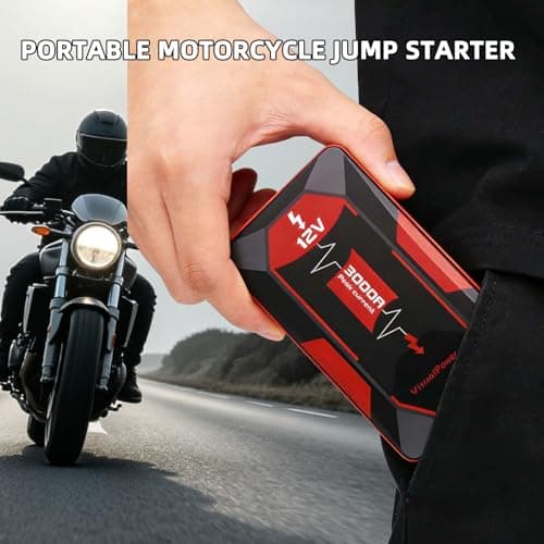 VisualPower 3000A Portable Car Jump Starter, 12V Battery Booster for 6.0L Gas/4.0L Diesel, 9 Safety Protections, Power Bank, 3-Mode LED Flashlight & Hard Case - Thumbnail 3