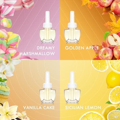 Plug-In Air Freshener Refills 12 Pack – Dreamy Marshmallow, Sicilian Lemon, Golden Apple & Vanilla Cake Scents for Bathroom, Home – Compatible with Air Wick & Glade, Not Include Glade Plus - Thumbnail 5