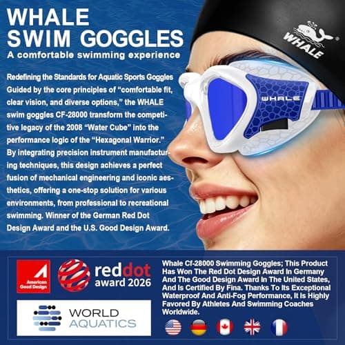 Whale Swim Goggles Polarized Anti-Fog Lenses, Unisex | 100% UV Protection | Anti-Fog Design (Glacier White-Blue; Polarized Lens) - Thumbnail 2