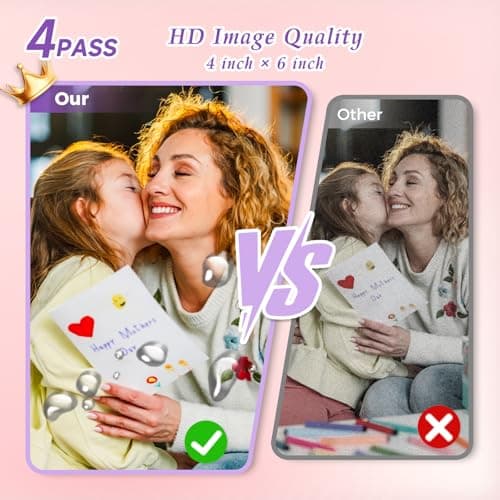 iDPRT 4×6 Photo Printer, Portable Color Picture Printer, Thermal Sublimation Mini Picture Printer, Bundle 108 Sheets Photo Paper & 2 Ribbon Cassette, Photo Printer for iPhone & Android, White - Thumbnail 5