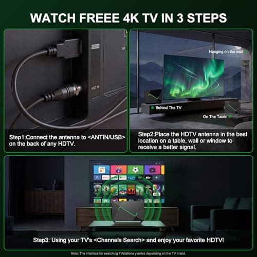 2026 TV Antenna for Smart TV Indoor for Local Channels HD Digital Antenna Outdoor Long Range Reception with Amplifier Signal Booster Supports 4K 1080p HD - Thumbnail 6