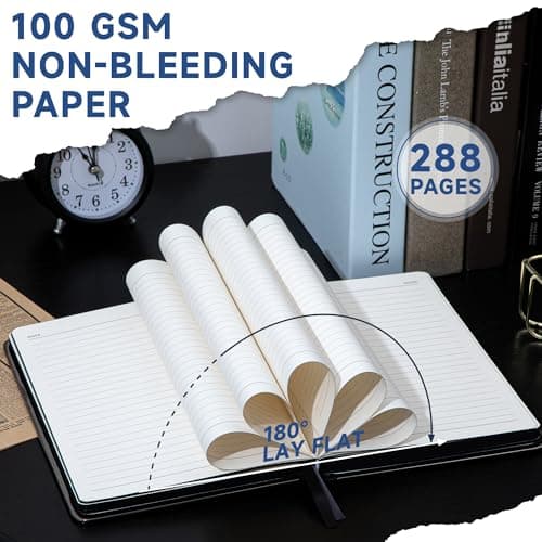 MINICAGIE Journal Notebook for Men Women Gifts Hardcover Leather Mens Journals for Writing 288 Pages 100 Gsm Paper Thick Journaling Notebooks for Work Diary, 5.7x8.3 In, Blue - Thumbnail 5