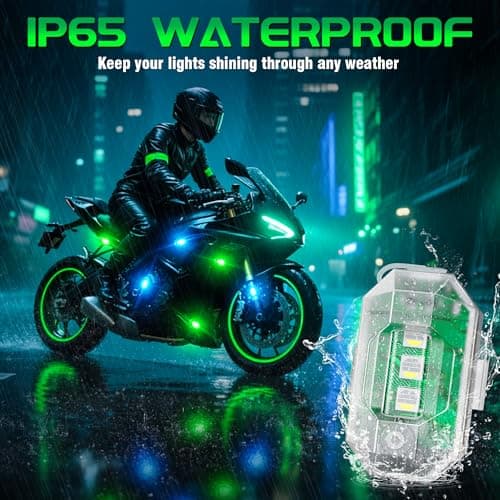 Wireless RGB LED Aircraft Strobe Lights with Remote Control, 8 Colors 10 Flash Modes DIY Mode Anti-Collision Lights Waterproof Emergency Warning Light for Large Drone Car Motorcycle Bike 8Pcs - Thumbnail 5