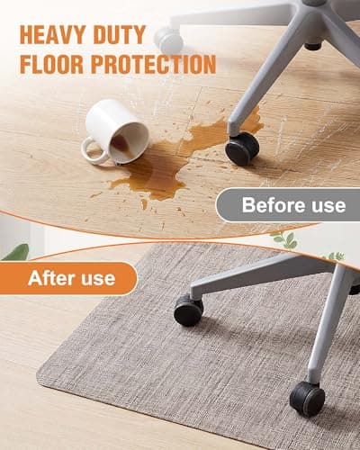 Carvapet Office Chair Mat for Hardwood Floor, 36x48 Inch Heavy Duty Floor Protector, Non Slip Desk Chair Mat for Rolling Computer Gaming Chairs, Easy to Clean Light Brown - Thumbnail 4