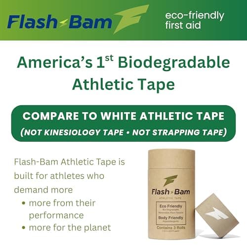 Athletic Tape - Biodegradable Eco-Friendly Sports Tape - Strong Adhesive Athletic Wrap for Ankle Wrist Knee Fingers - Compression Tape for Sports Training Recovery - Zinc Oxide-Free Adhesive (3-Pack) - Thumbnail 2